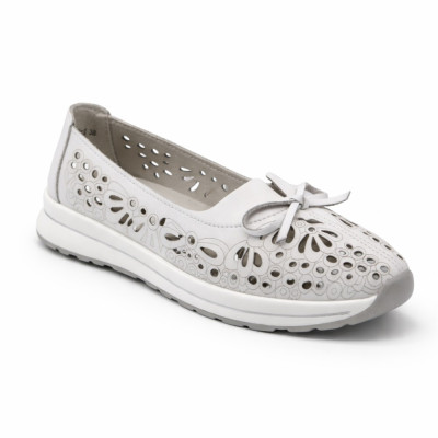 Женские белые кожаные мокасины с перфорацией Allsy 208174 l2-5273-1 lonza white AY 6143