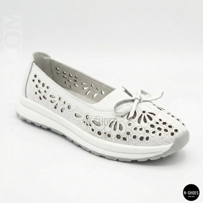 Women's White Perforated Leather Moccasins Allsy 208174 l2-5273-1 lonza white AY 6143
