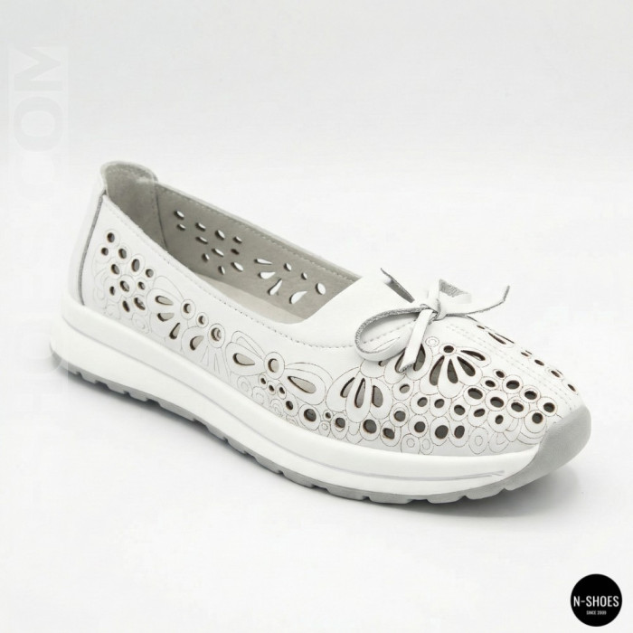 Женские белые кожаные мокасины с перфорацией Allsy 208174 l2-5273-1 lonza white AY 6143