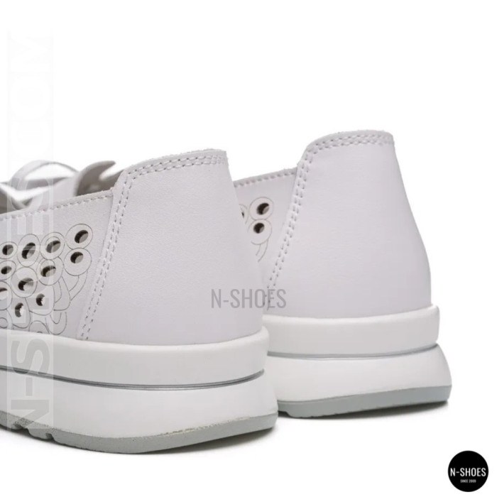 Women's White Perforated Leather Moccasins Allsy 208174 l2-5273-1 lonza white AY 6143