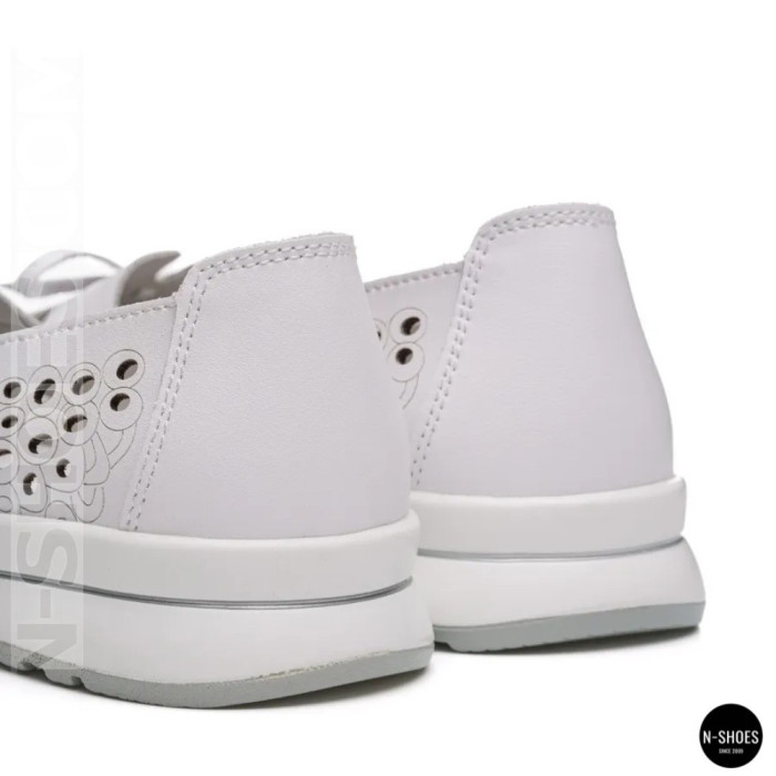 Женские белые кожаные мокасины с перфорацией Allsy 208174 l2-5273-1 lonza white AY 6143