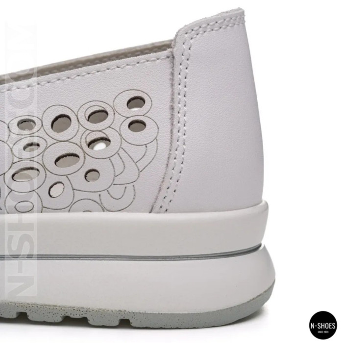 Женские белые кожаные мокасины с перфорацией Allsy 208174 l2-5273-1 lonza white AY 6143