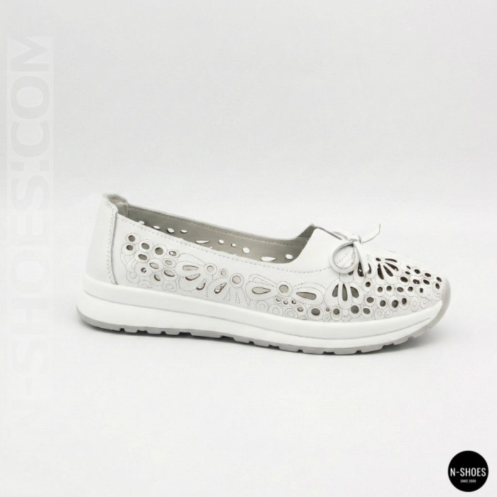 Женские белые кожаные мокасины с перфорацией Allsy 208174 l2-5273-1 lonza white AY 6143