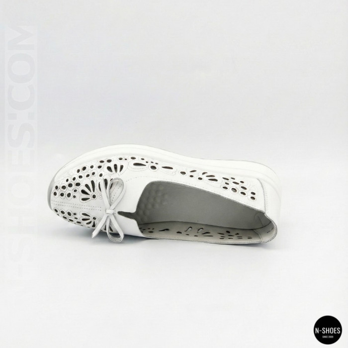 Женские белые кожаные мокасины с перфорацией Allsy 208174 l2-5273-1 lonza white AY 6143