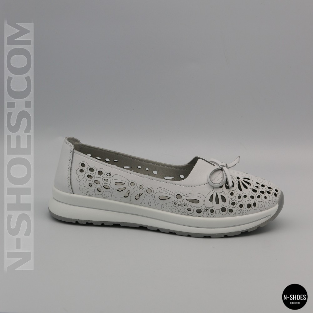 Жіночі білі шкіряні мокасини з перфорацією Allsy 208174 l2-5273-1 lonza white AY 6143