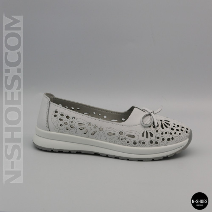 Женские белые кожаные мокасины с перфорацией Allsy 208174 l2-5273-1 lonza white AY 6143