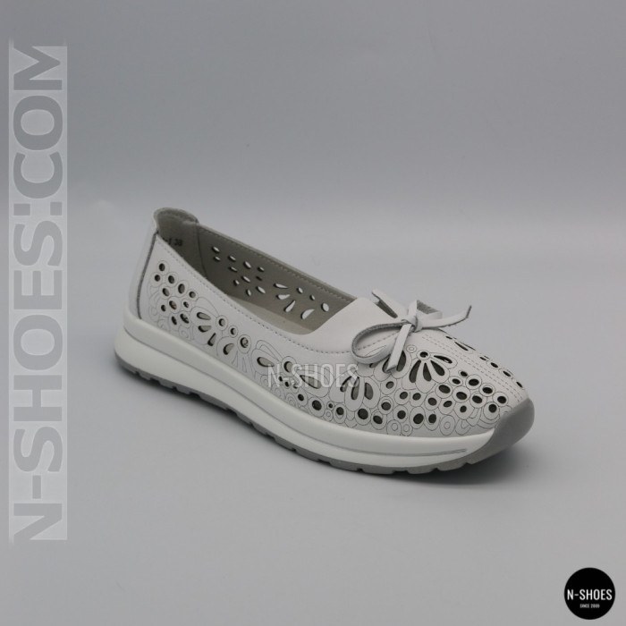 Women's White Perforated Leather Moccasins Allsy 208174 l2-5273-1 lonza white AY 6143