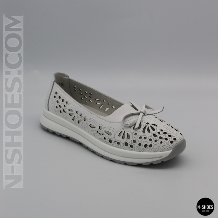 Женские белые кожаные мокасины с перфорацией Allsy 208174 l2-5273-1 lonza white AY 6143