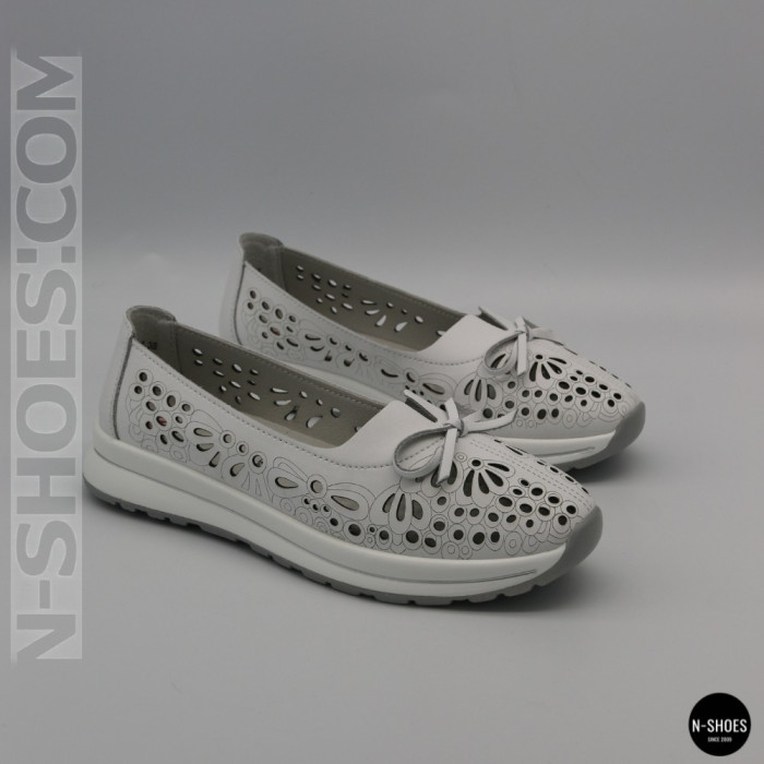 Женские белые кожаные мокасины с перфорацией Allsy 208174 l2-5273-1 lonza white AY 6143