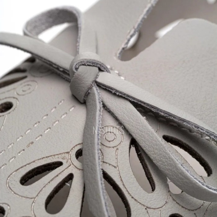 Women's Grey Leather Perforated Moccasins Allsy 208175 l2-5273-5 lonza grey AY 6144