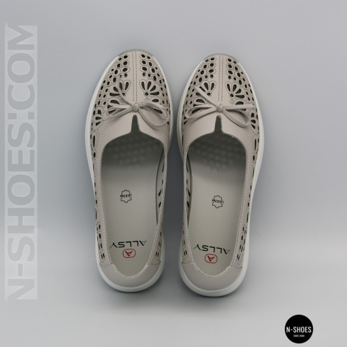 Жіночі сірі шкіряні мокасини з перфорацією Allsy 208175 l2-5273-5 lonza grey AY 6144