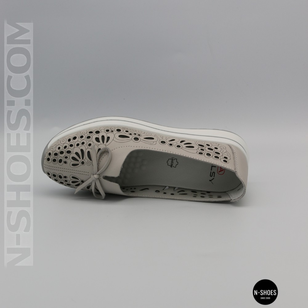 Жіночі сірі шкіряні мокасини з перфорацією Allsy 208175 l2-5273-5 lonza grey AY 6144