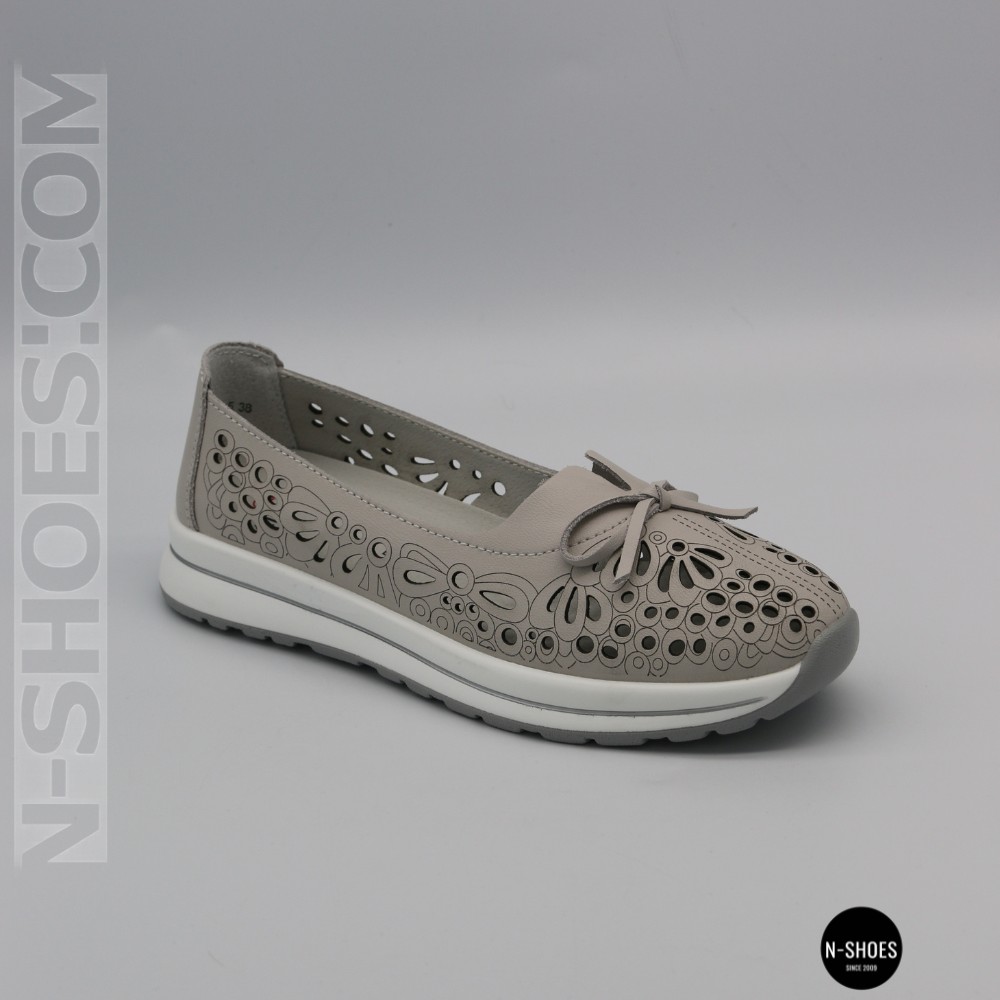 Жіночі сірі шкіряні мокасини з перфорацією Allsy 208175 l2-5273-5 lonza grey AY 6144