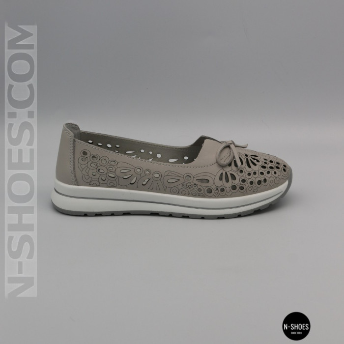 Жіночі сірі шкіряні мокасини з перфорацією Allsy 208175 l2-5273-5 lonza grey AY 6144