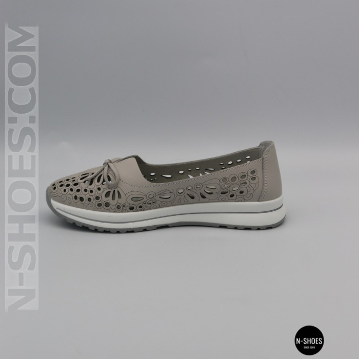 Жіночі сірі шкіряні мокасини з перфорацією Allsy 208175 l2-5273-5 lonza grey AY 6144