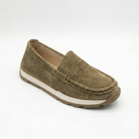 Женские замшевые лоферы туфли Allsy 208210 5-056993-28 khaki 6145 в стиле Santoni Damer