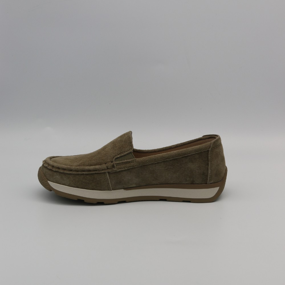 Women's Suede Loafers Allsy 208210 д5-056993-28 (Khaki 6145) Santoni Style