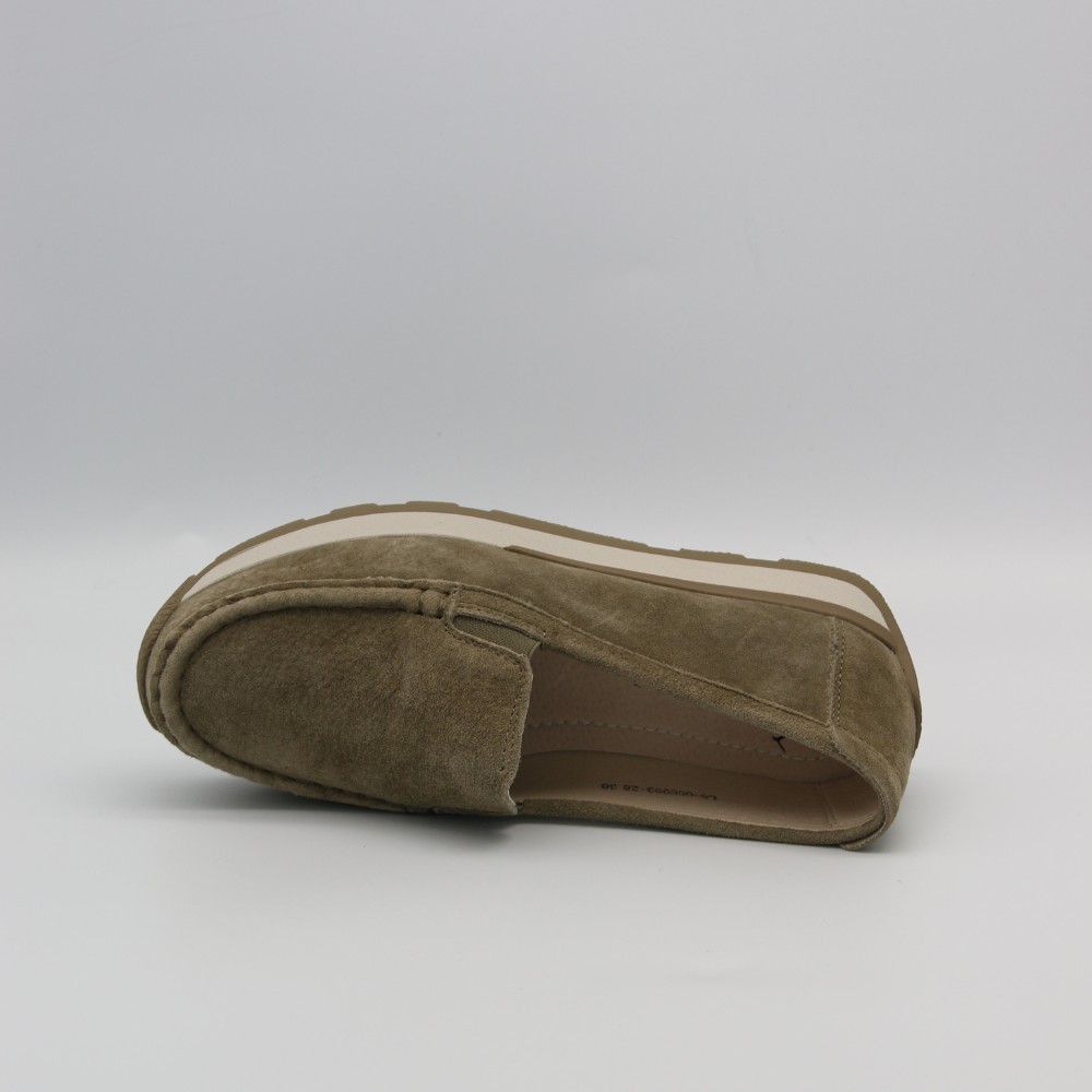 Women's Suede Loafers Allsy 208210 д5-056993-28 (Khaki 6145) Santoni Style