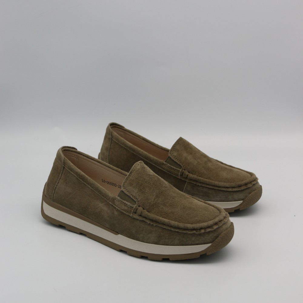 Women's Suede Loafers Allsy 208210 д5-056993-28 (Khaki 6145) Santoni Style