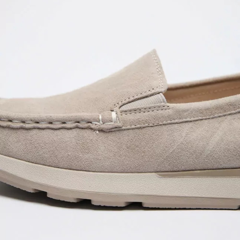 Women's Suede Loafers Allsy 208210 д5-056993-28 (Khaki 6145) Santoni Style