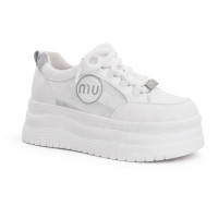 Women's white platform sneakers Allsy 207391 f6808-5 white-grey 6146 in the style of Miu Miu