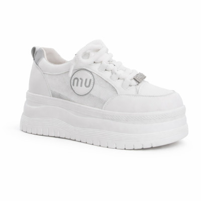 Женские белые кеды на платформе Allsy 207391 f6808-5 white-grey 6146 в стиле Miu Miu
