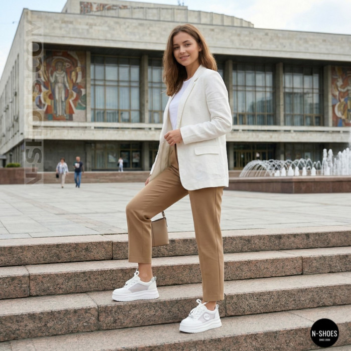Allsy 207391 f6808-5 White-Grey Platform Sneakers