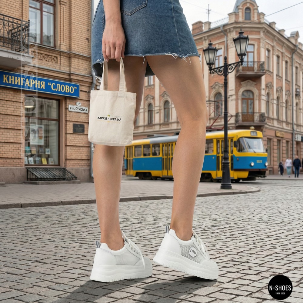 Шкіряні жіночі кеди Allsy 207391 f6808-5 white-grey 6146 у стилі Miu Miu