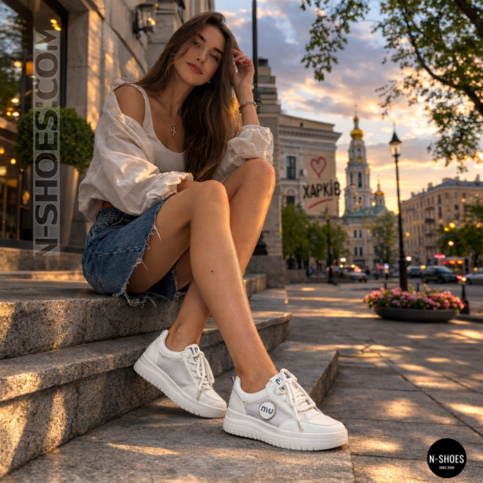 Allsy 207391 f6808-5 White-Grey Platform Sneakers