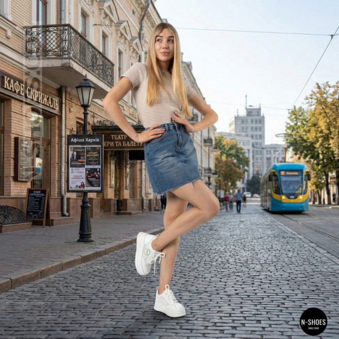 Allsy 207391 f6808-5 White-Grey Platform Sneakers