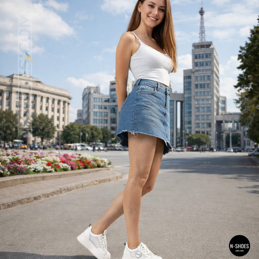 Шкіряні жіночі кеди Allsy 207391 f6808-5 white-grey 6146 у стилі Miu Miu