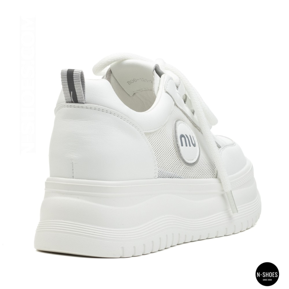Шкіряні жіночі кеди Allsy 207391 f6808-5 white-grey 6146 у стилі Miu Miu