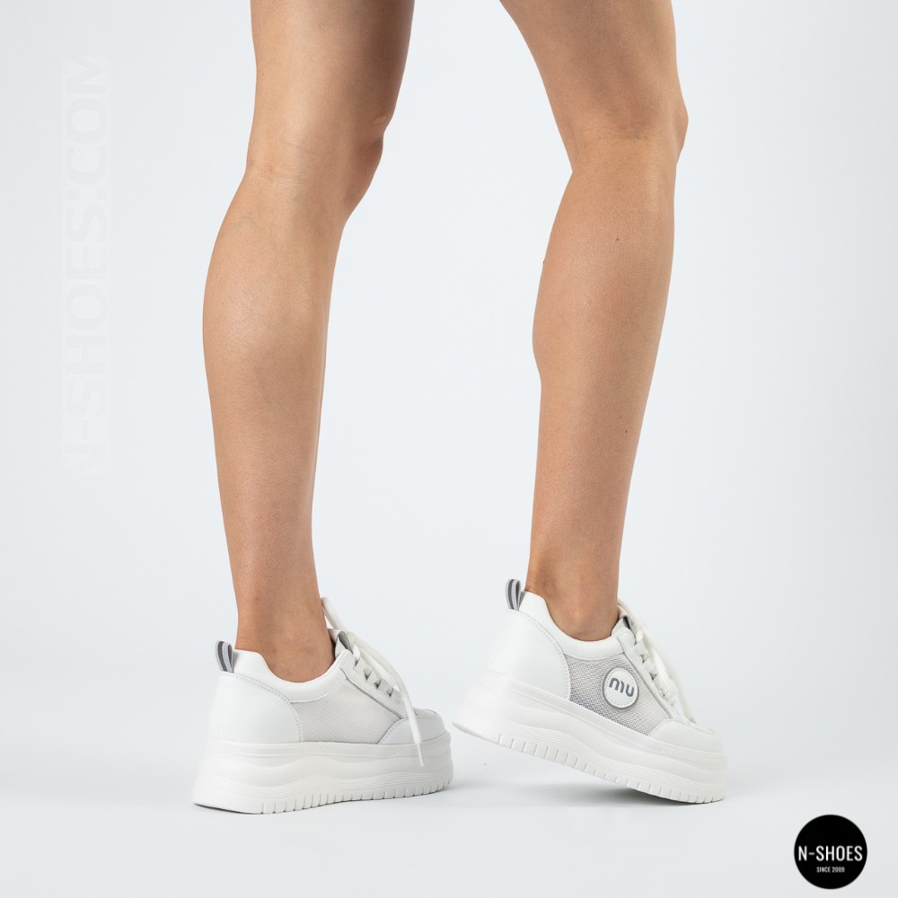 Шкіряні жіночі кеди Allsy 207391 f6808-5 white-grey 6146 у стилі Miu Miu