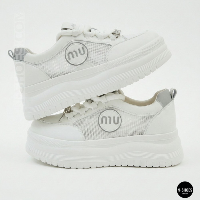 Allsy 207391 f6808-5 White-Grey Platform Sneakers