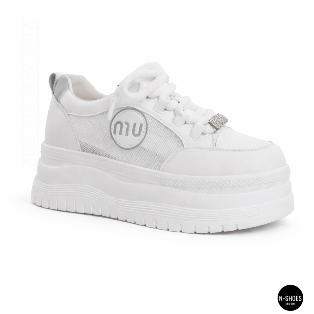 Шкіряні жіночі кеди Allsy 207391 f6808-5 white-grey 6146 у стилі Miu Miu