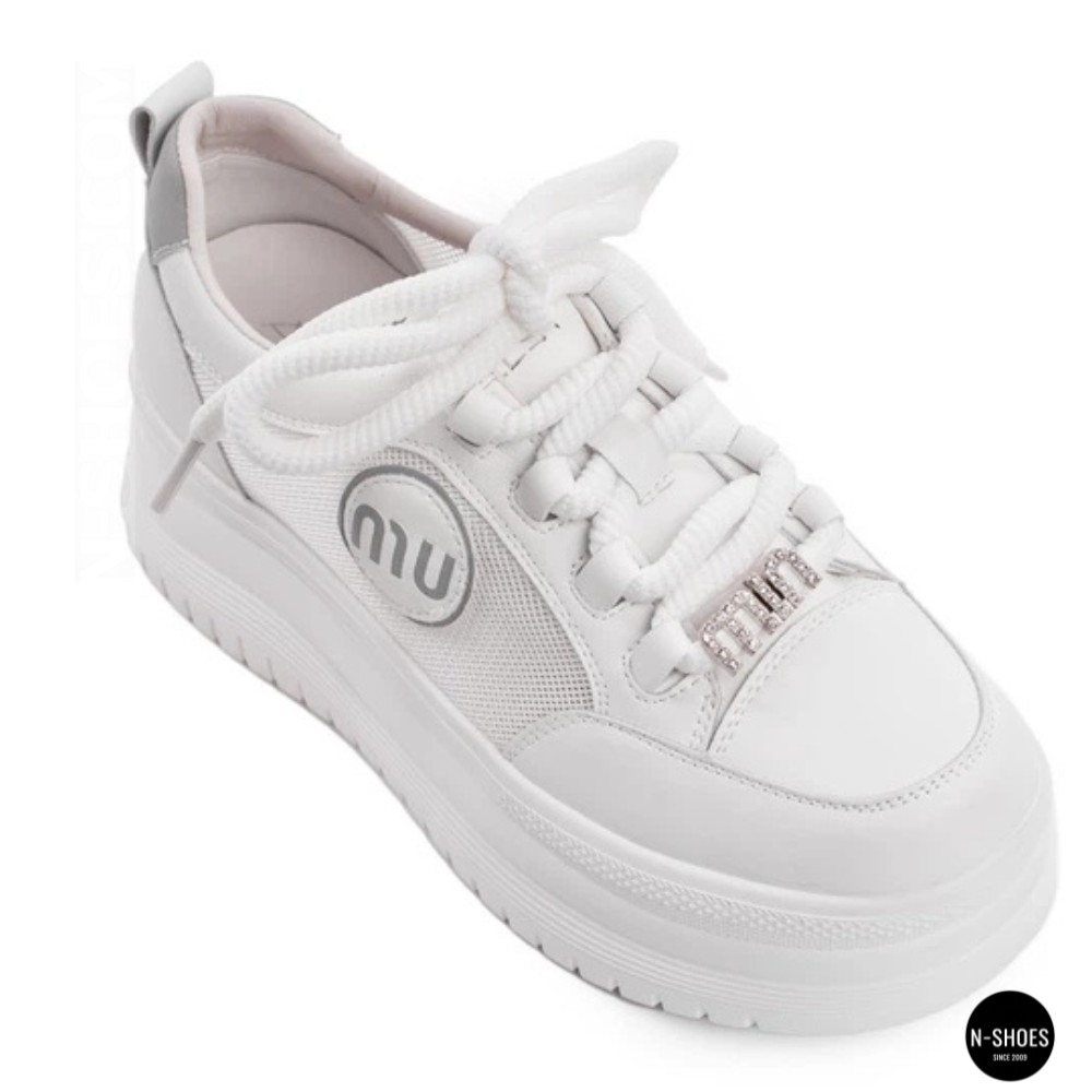 Шкіряні жіночі кеди Allsy 207391 f6808-5 white-grey 6146 у стилі Miu Miu