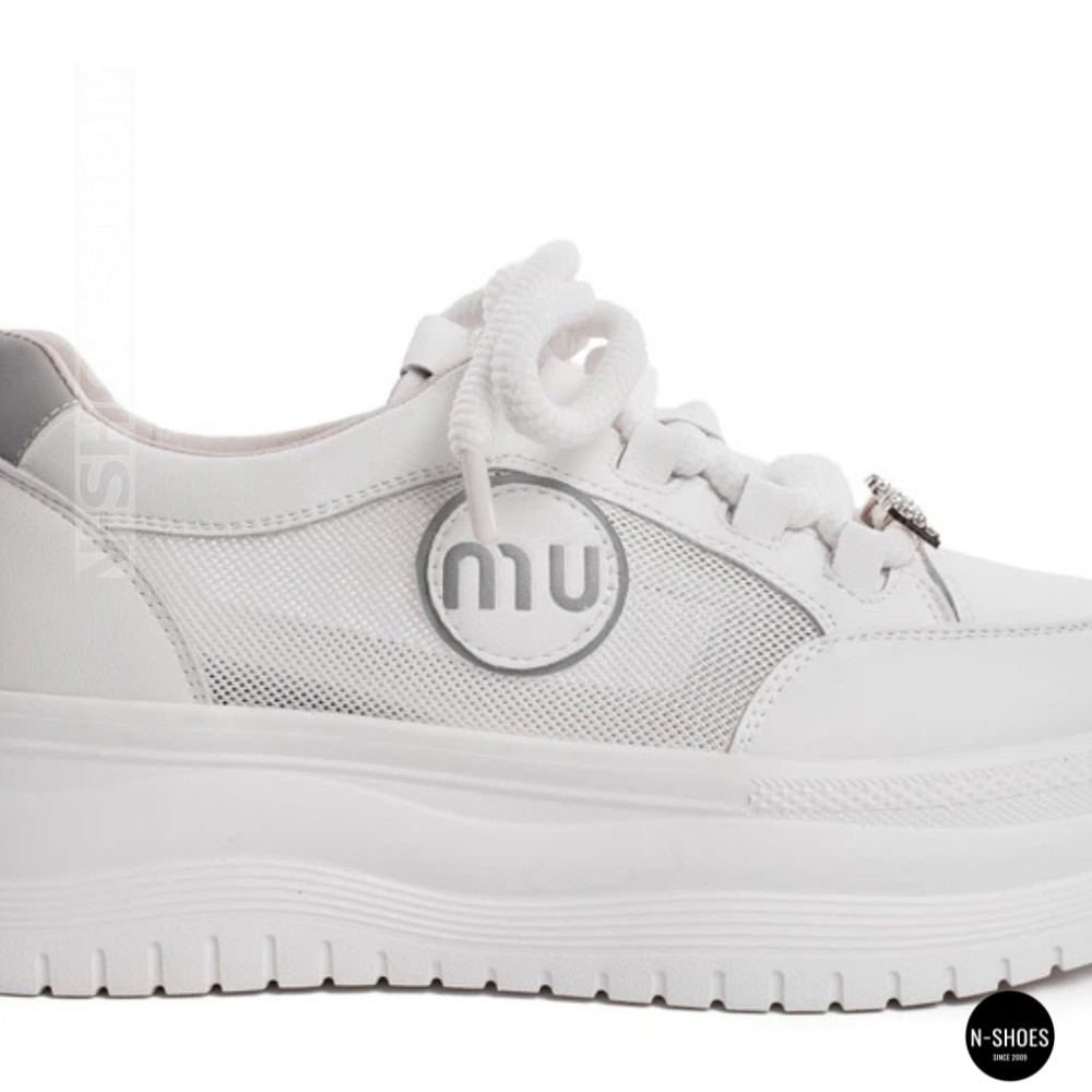 Шкіряні жіночі кеди Allsy 207391 f6808-5 white-grey 6146 у стилі Miu Miu