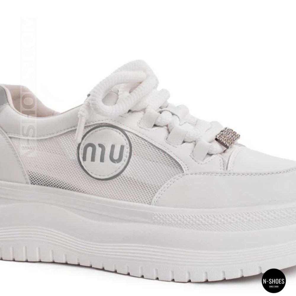 Шкіряні жіночі кеди Allsy 207391 f6808-5 white-grey 6146 у стилі Miu Miu