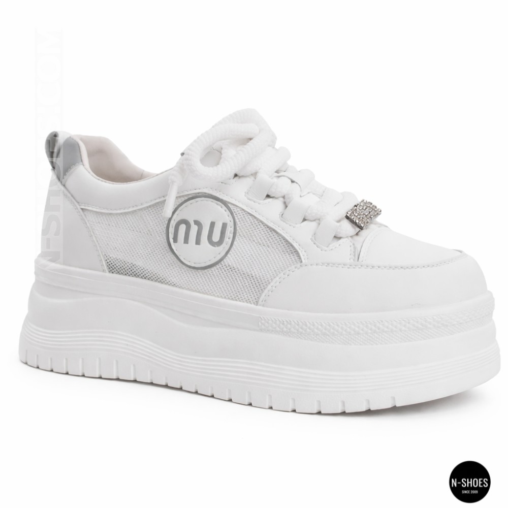 Шкіряні жіночі кеди Allsy 207391 f6808-5 white-grey 6146 у стилі Miu Miu