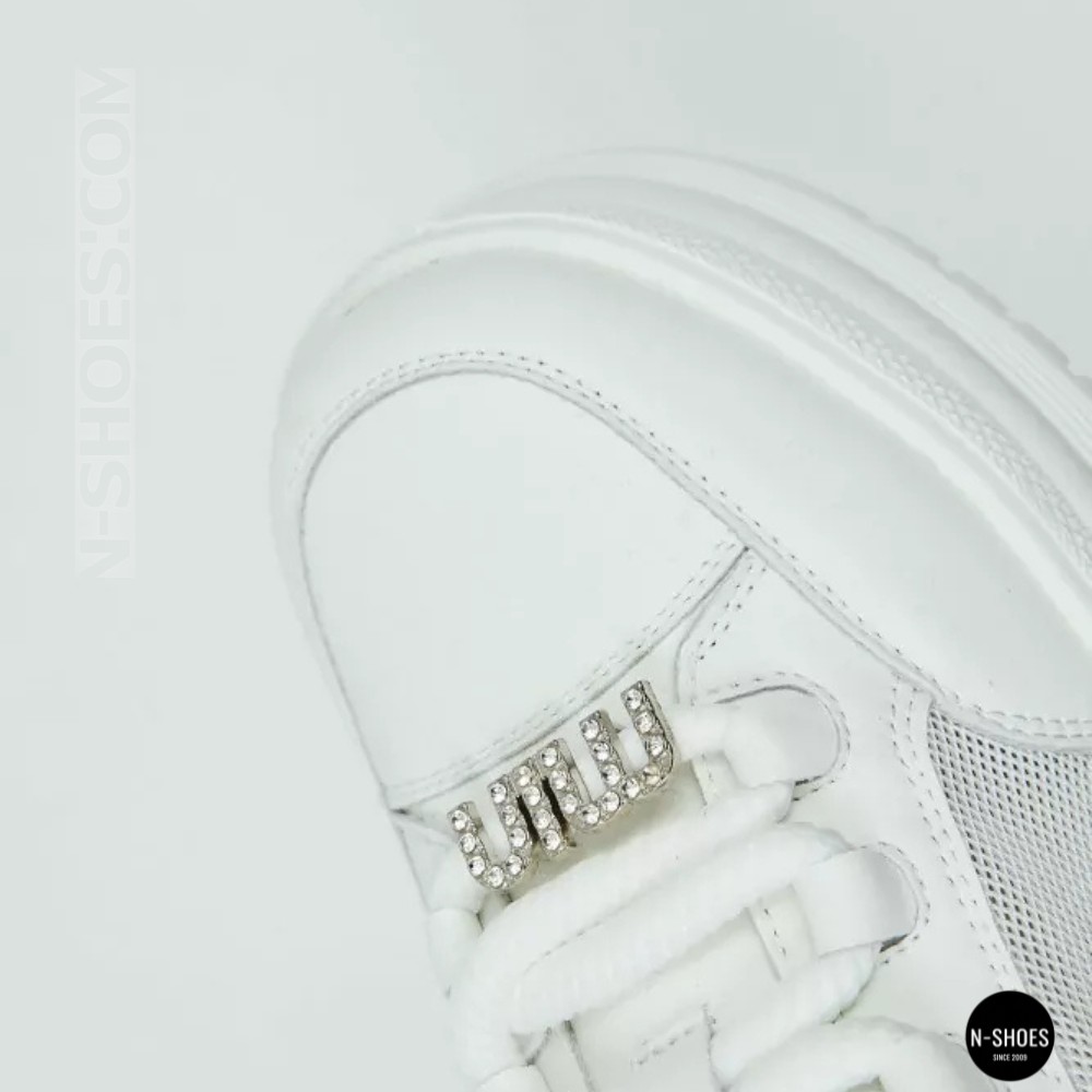 Шкіряні жіночі кеди Allsy 207391 f6808-5 white-grey 6146 у стилі Miu Miu