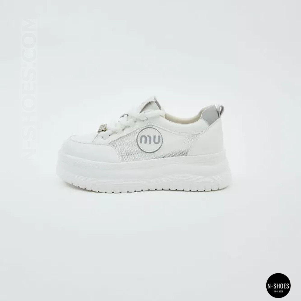 Шкіряні жіночі кеди Allsy 207391 f6808-5 white-grey 6146 у стилі Miu Miu