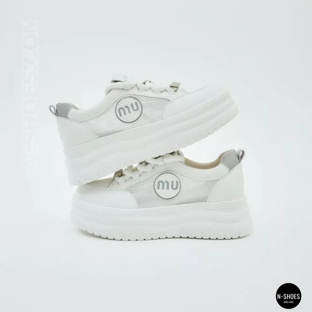 Шкіряні жіночі кеди Allsy 207391 f6808-5 white-grey 6146 у стилі Miu Miu
