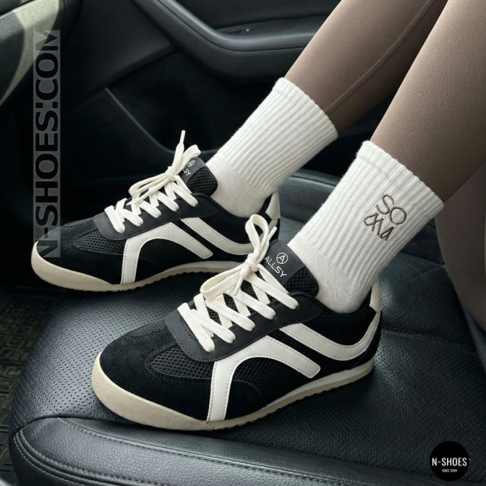 Кожаные кеды Allsy 207415 899-1 Lonza Miuccia Black 6147 с перфорацией