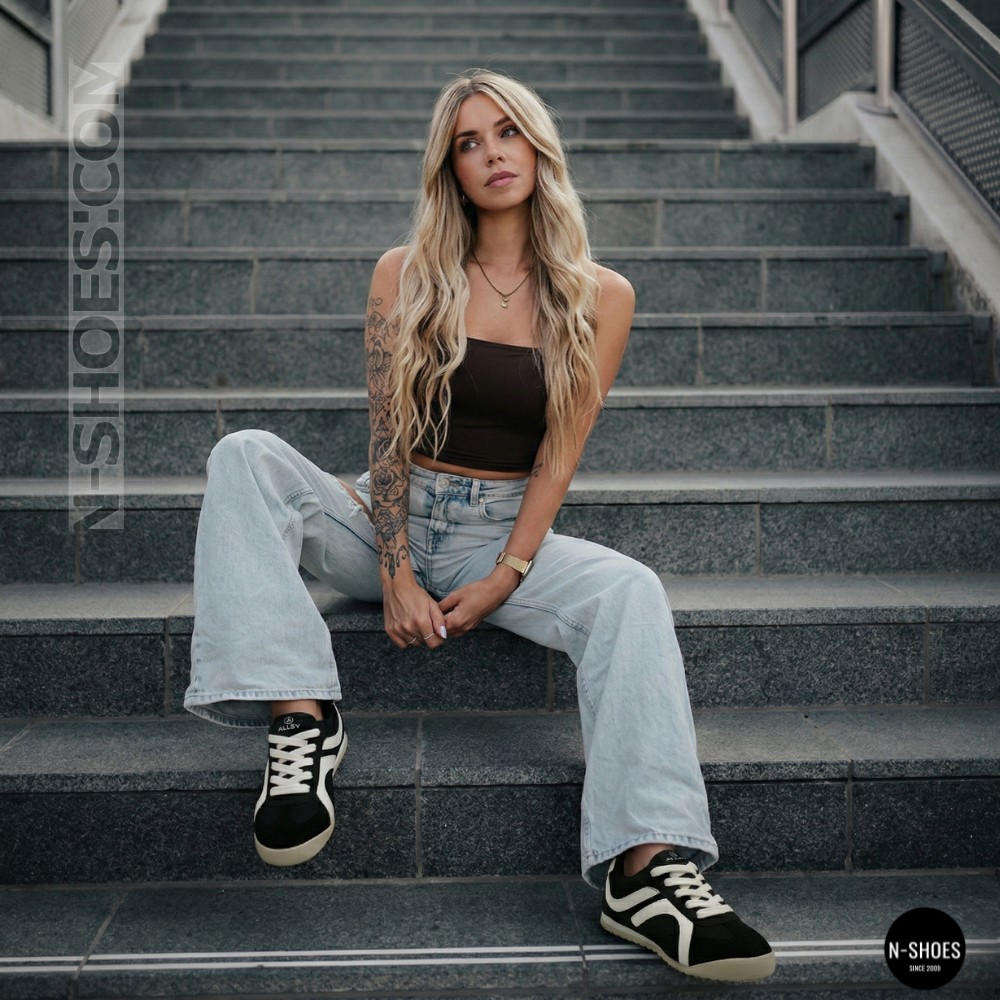 Шкіряні кеди Allsy 207415 899-1 Lonza Miuccia Black 6147 з перфорацією