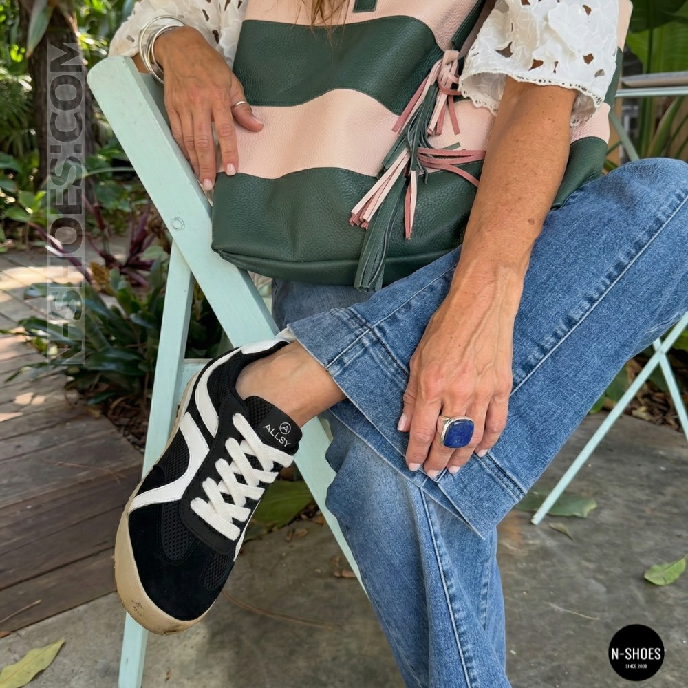 Шкіряні кеди Allsy 207415 899-1 Lonza Miuccia Black 6147 з перфорацією