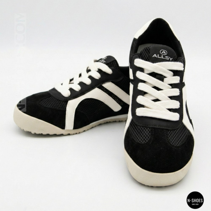 Кожаные кеды Allsy 207415 899-1 Lonza Miuccia Black 6147 с перфорацией