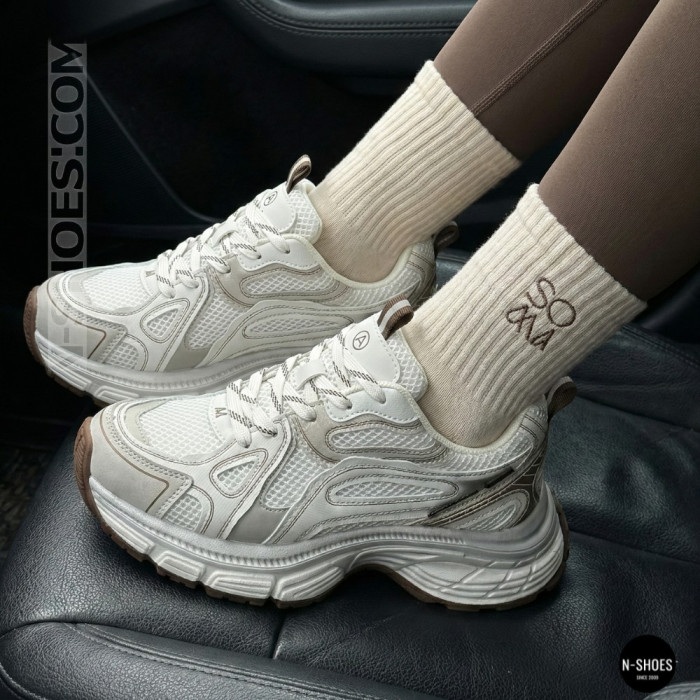 Модные женские кроссовки Allsy 206907 Lonza 212978 yr16-1 white-brown 6150 в стиле Asics GEL-NYC