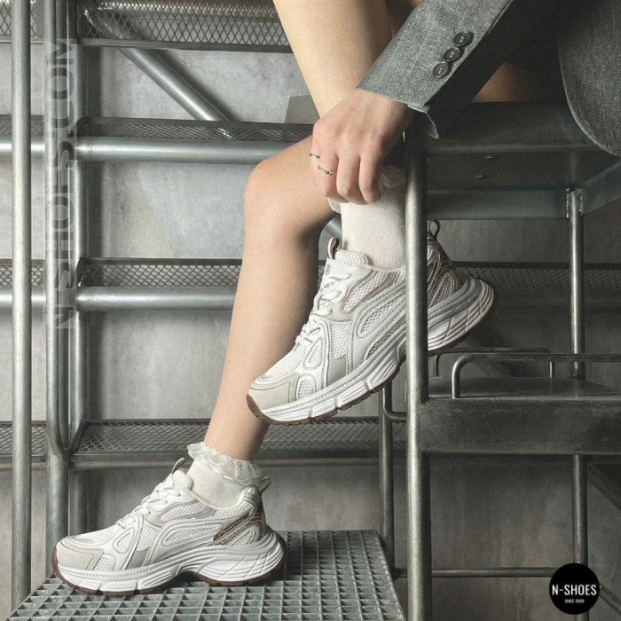 Модные женские кроссовки Allsy 206907 Lonza 212978 yr16-1 white-brown 6150 в стиле Asics GEL-NYC