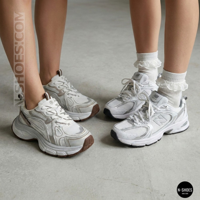 Модные женские кроссовки Allsy 206907 Lonza 212978 yr16-1 white-brown 6150 в стиле Asics GEL-NYC