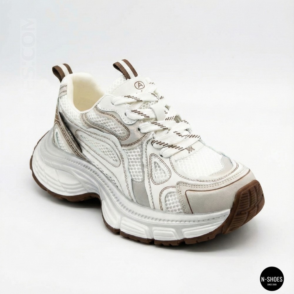 Модні кросівки Allsy Lonza 206907 yr16-1 white-brown 6150 в стилі Asics GEL-NYC